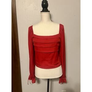 NWT Francesca's Boutique Mi Ami Red Long Sleeve Top Size Large-Super Cute!